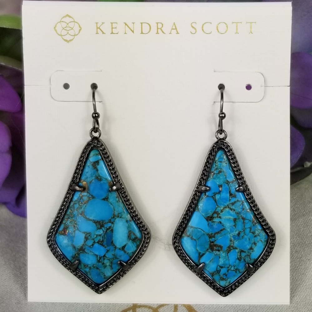 Kendra Scott, Alex, Turquoise, Gunmetal, Earrings